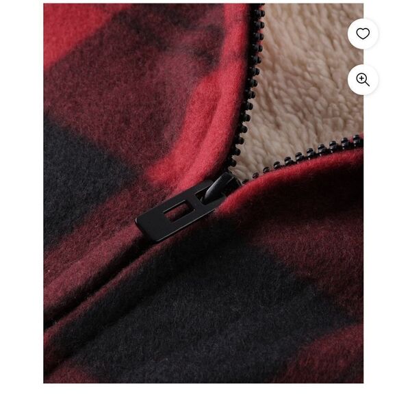 SCODI Flannel LS Fleece Lined Plaid Full Zip Hoodie Jacket RED/BLK M NWT IN PKG - Picture 5 of 8